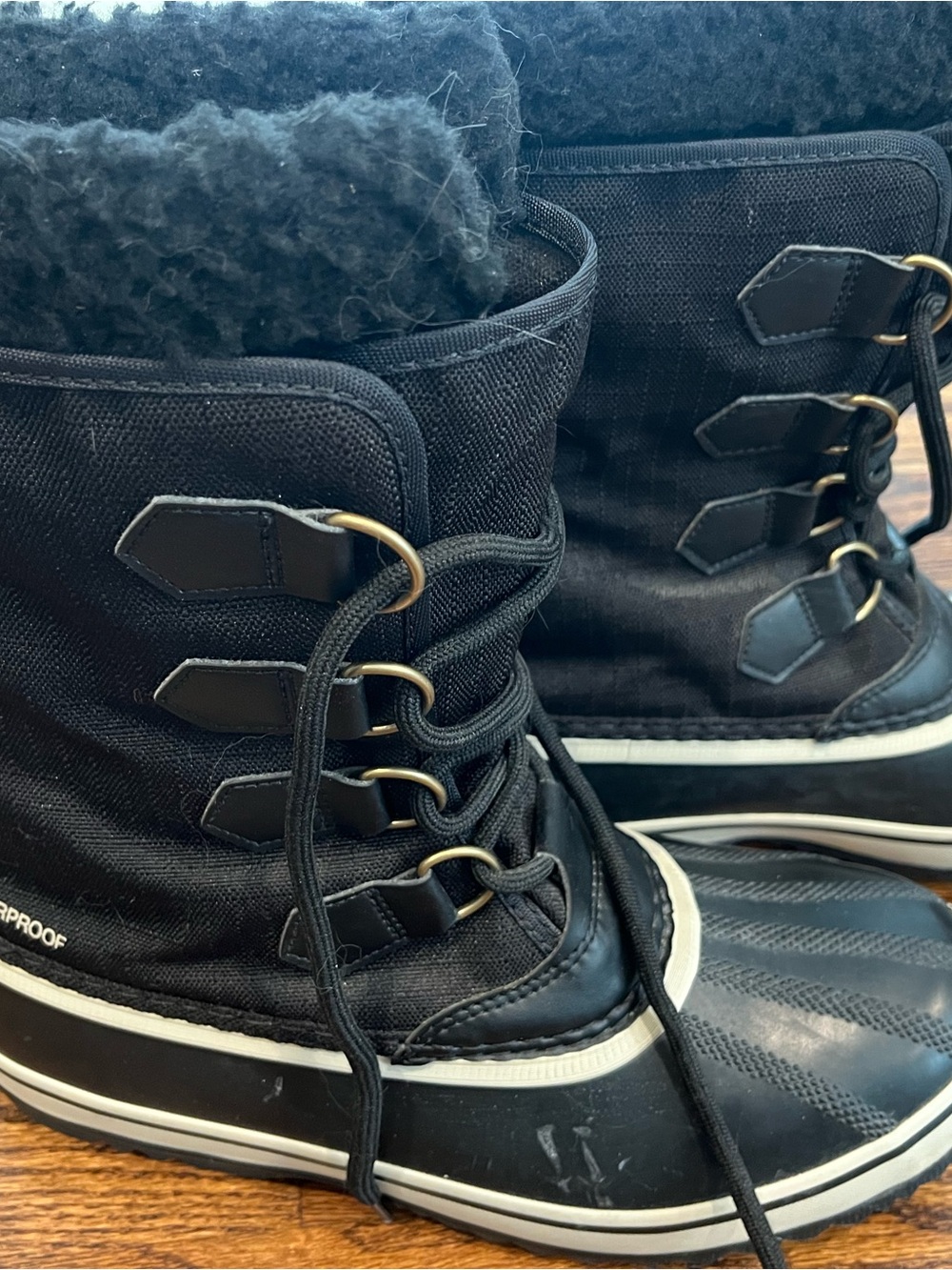 Sorel Black and Cream Men's Winter Duck Boots - Picture 2 of 4